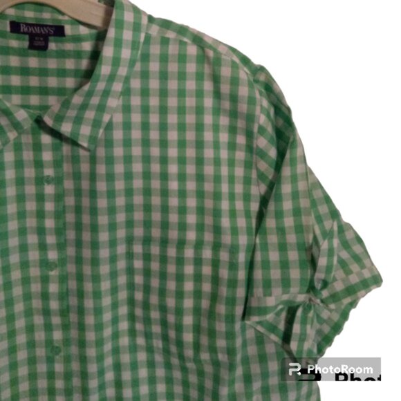 Roaman's gingham blouse sz 32W (5X) - Picture 5 of 11